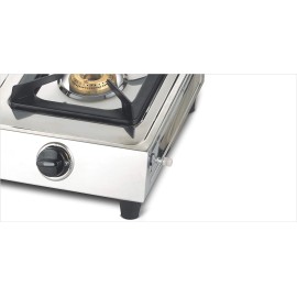 Bajaj Popular Eco, 2-Burner Open Stainless Steel, ISI Certified, Gas Stove (Silver, Black)