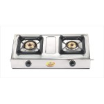 Bajaj Popular Eco, 2-Burner Open Stainless Steel, ISI Certified, Gas Stove (Silver, Black)
