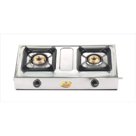 Bajaj Popular Eco, 2-Burner Open Stainless Steel, ISI Certified, Gas Stove (Silver, Black)