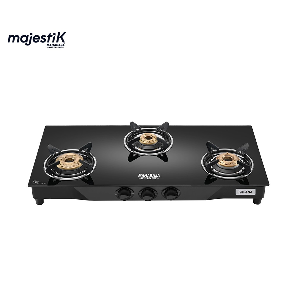 Maharaja Whiteline Solana 3 Burner Gas Cooktop, Black