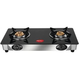 Pigeon Ultra Blackline Glass Gas Stove with 2 Burners (Black)