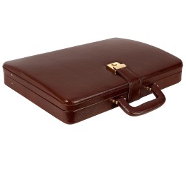 Hyatt Leather Accessories Natural Leather Briefcase for Men 24 liters Capacity (Italian Brown)