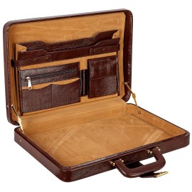 Hyatt Leather Accessories Natural Leather Briefcase for Men 24 liters Capacity (Italian Brown)