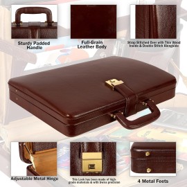 Hyatt Leather Accessories Natural Leather Briefcase for Men 24 liters Capacity (Italian Brown)