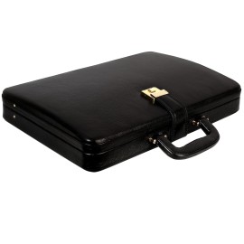Hyatt Leather Accessories Natural Leather Briefcase for Men 24 liters Capacity (Black)