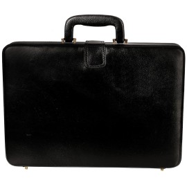 Hyatt Leather Accessories Natural Leather Briefcase for Men 24 liters Capacity (Black)