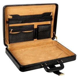 Hyatt Leather Accessories Natural Leather Briefcase for Men 24 liters Capacity (Black)