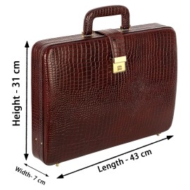 Hyatt Leather Accessories Natural Leather Briefcase for Men 24 liters Capacity (Choco Brown)