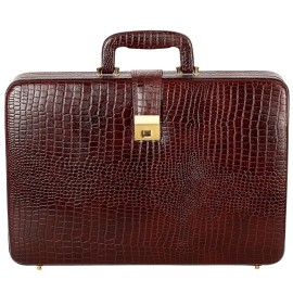 Hyatt Leather Accessories Natural Leather Briefcase for Men 24 liters Capacity (Choco Brown)
