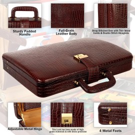 Hyatt Leather Accessories Natural Leather Briefcase for Men 24 liters Capacity (Choco Brown)