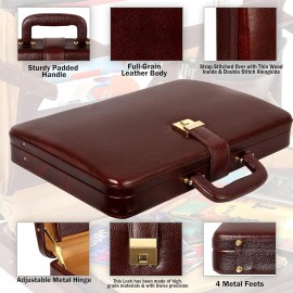 Hyatt Leather Accessories Natural Leather Briefcase for Men 24 liters Capacity (Brown)