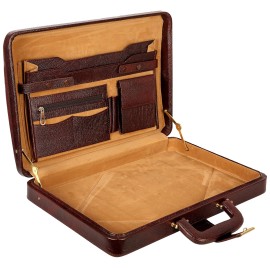 Hyatt Leather Accessories Natural Leather Briefcase for Men 24 liters Capacity (Brown)