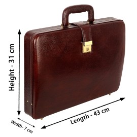 Hyatt Leather Accessories Natural Leather Briefcase for Men 24 liters Capacity (Brown)