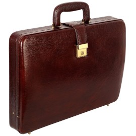 Hyatt Leather Accessories Natural Leather Briefcase for Men 24 liters Capacity (Brown)