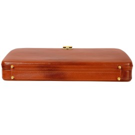 Hyatt Leather Accessories Natural Leather Briefcase for Men 24 liters Capacity (Tan)