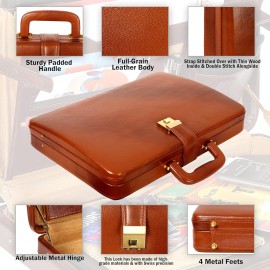 Hyatt Leather Accessories Natural Leather Briefcase for Men 24 liters Capacity (Tan)