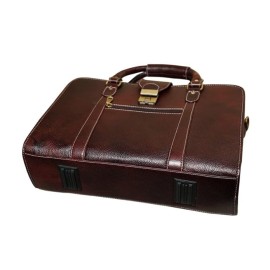 Hyatt Leather Accessories 24 Litres Leather Laptop Briefcase Bag for Men Office (Brown)