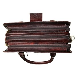 Hyatt Leather Accessories 24 Litres Leather Laptop Briefcase Bag for Men Office (Brown)