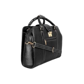 Hyatt Leather Accessories 24 Litres Leather Laptop Briefcase Bag for Men Office (Black)
