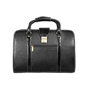 Hyatt Leather Accessories 24 Litres Leather Laptop Briefcase Bag for Men Office (Black)