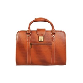 Hyatt Leather Accessories 24 Litres Leather Laptop Briefcase Bag for Men Office (Tan)