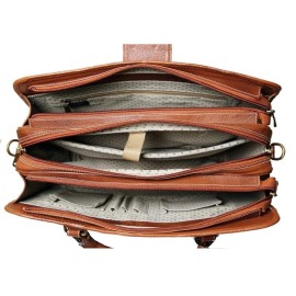 Hyatt Leather Accessories 24 Litres Leather Laptop Briefcase Bag for Men Office (Tan)