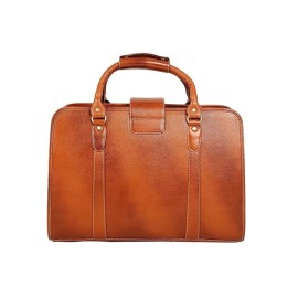 Hyatt Leather Accessories 24 Litres Leather Laptop Briefcase Bag for Men Office (Tan)