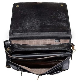Hyatt Leather Accessories 16 Inch Leather Briefcases Laptop Office Bags for men (Black)