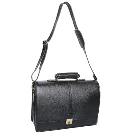 Hyatt Leather Accessories 16 Inch Leather Briefcases Laptop Office Bags for men (Black)