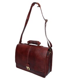 Hyatt Leather Accessories 16 Inch Leather Briefcases Laptop Office Bags for men (Brown)