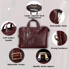 Hyatt Leather Accessories 16 Inch Full Grain Natural Leather Laptop Briefcases For Men 18 Litres Capacity Upto16 inch Laptop Compartment (Choco Brown)