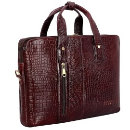 Hyatt Leather Accessories 16 Inch Full Grain Natural Leather Laptop Briefcases For Men 18 Litres Capacity Upto16 inch Laptop Compartment (Choco Brown)