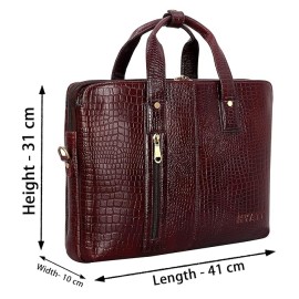 Hyatt Leather Accessories 16 Inch Full Grain Natural Leather Laptop Briefcases For Men 18 Litres Capacity Upto16 inch Laptop Compartment (Choco Brown)
