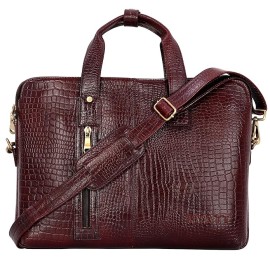 Hyatt Leather Accessories 16 Inch Full Grain Natural Leather Laptop Briefcases For Men 18 Litres Capacity Upto16 inch Laptop Compartment (Choco Brown)