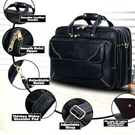 Hyatt Leather Accessories 16 Ltrs 30.50 cm Office Bag (Black)