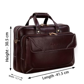 Hyatt Leather Accessories 16 Ltrs 30.50 cm Office Bag (Brown Italian)