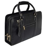 Hyatt Leather Accessories 16 Inch Full Grain Natural Leather Laptop Messenger & Shoulder Bags For Men Laptop Compartment (Black)