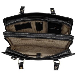 Hyatt Leather Accessories 16 Inch Full Grain Natural Leather Laptop Messenger & Shoulder Bags For Men Laptop Compartment (Black)