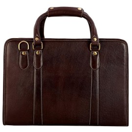 Hyatt Leather Accessories 16 Inch Full Grain Natural Leather Laptop Messenger & Shoulder Bags For Men Laptop Compartment (Brown)