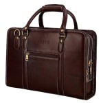 Hyatt Leather Accessories 16 Inch Full Grain Natural Leather Laptop Messenger & Shoulder Bags For Men Laptop Compartment (Brown)