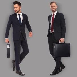Hyatt Leather Accessories 17 Inch Men's Leather Briefcases Office Bags With Side Combination Lock (Black)