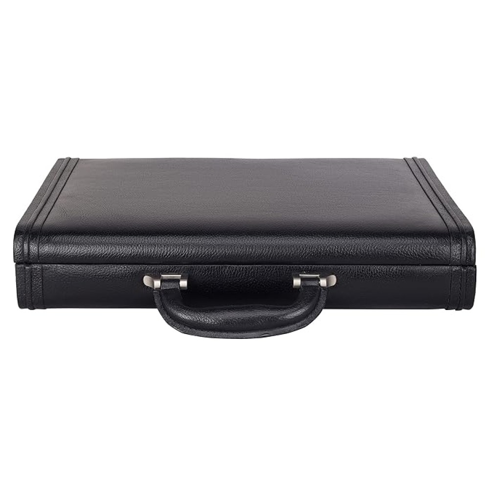 Hyatt Leather Accessories 17 Inch Men's Leather Briefcases Office Bags With Side Combination Lock (Black)