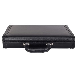 Hyatt Leather Accessories 17 Inch Men's Leather Briefcases Office Bags With Side Combination Lock (Black)