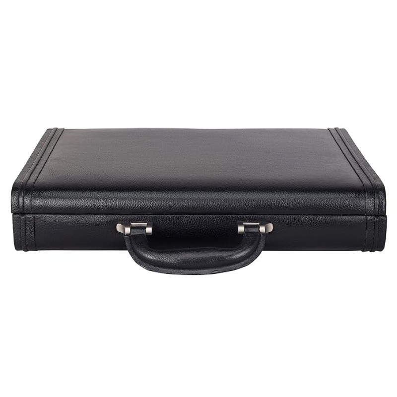 Hyatt Leather Accessories 17 Inch Men's Leather Briefcases Office Bags With Side Combination Lock (Black)