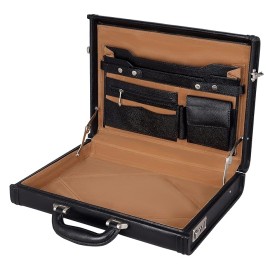 Hyatt Leather Accessories 17 Inch Men's Leather Briefcases Office Bags With Side Combination Lock (Black)