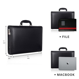 Hyatt Leather Accessories 17 Inch Men's Leather Briefcases Office Bags With Side Combination Lock (Black)