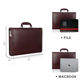 Hyatt Leather Accessories 17 Inch Men's Leather Briefcases Office Bags With Side Combination Lock (Brown)