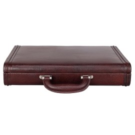 Hyatt Leather Accessories 17 Inch Men's Leather Briefcases Office Bags With Side Combination Lock (Brown)
