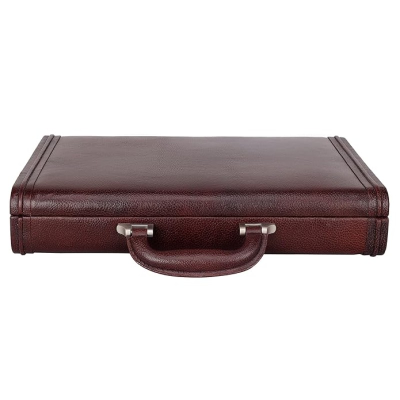 Hyatt Leather Accessories 17 Inch Men's Leather Briefcases Office Bags With Side Combination Lock (Brown)