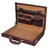 Hyatt Leather Accessories 17 Inch Men's Leather Briefcases Office Bags With Side Combination Lock (Brown)